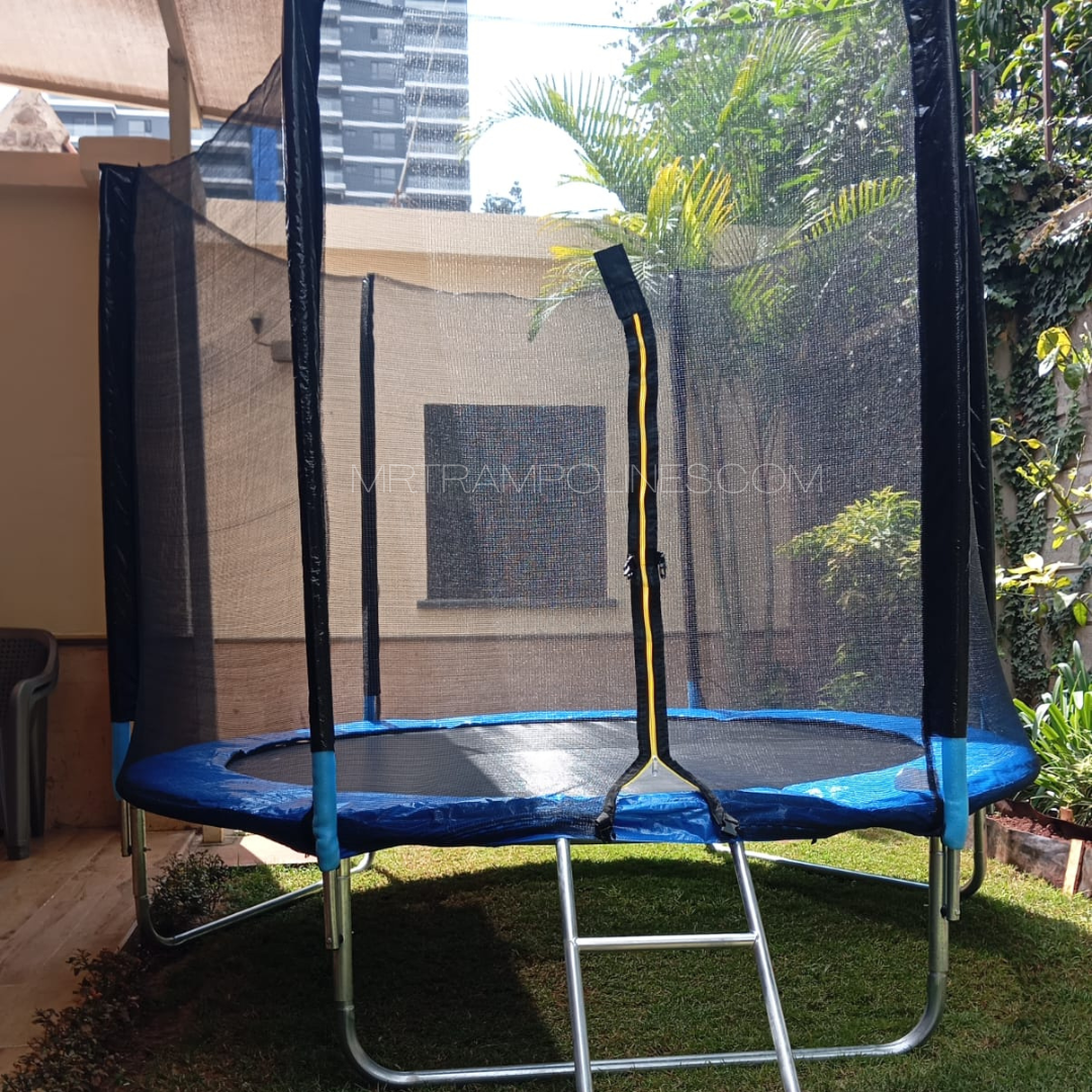8ft trampoline fully installed showing ample jumping space