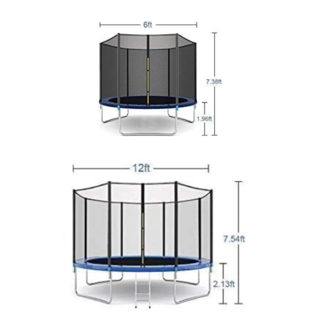 14ft trampoline jumping mat, enclosure net and ladder detail, Mr. Trampolines Kenya